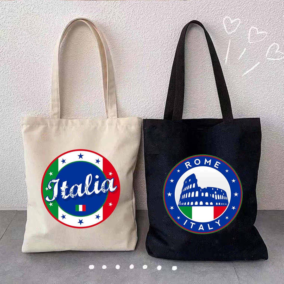 Italiano firenze Pisa torre milano Sicilia Italia roma Italia bandiera mappa milano Shopping spalla tela Totes borse Shopper borse