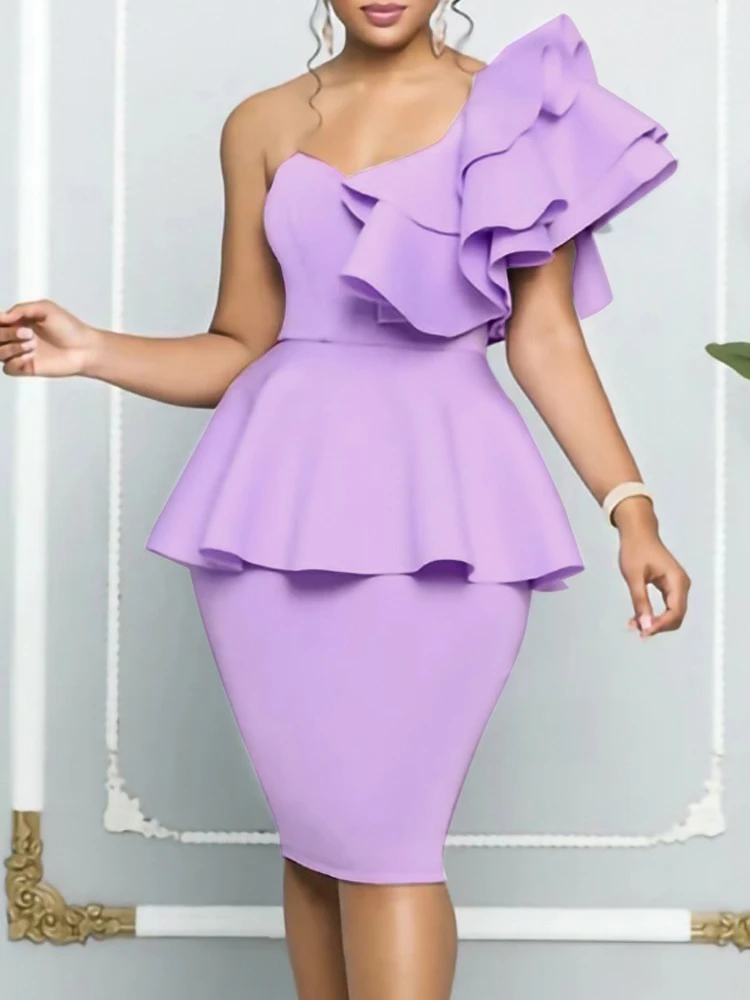 Kobiety Bodycon sukienek jedno ramię Peplum Ruffles afryki kobiet płaszcza świętować pakiet zdarzeń Hip suknie stylowa szata nowy