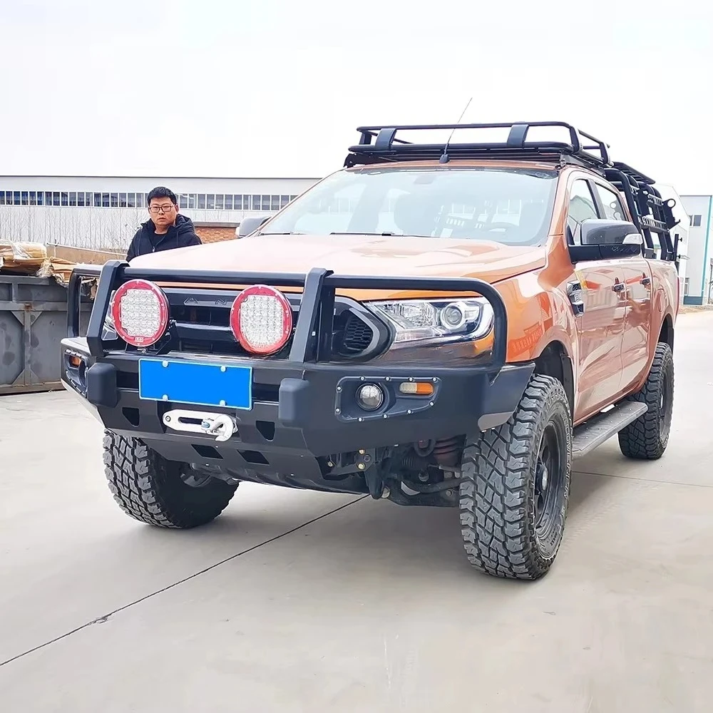 Bumper For Ford Ranger T7 Steel Heavy Duty Front Winch Bumper Set Bull Bar With Led Lights 4x4 Offroad - Image 3