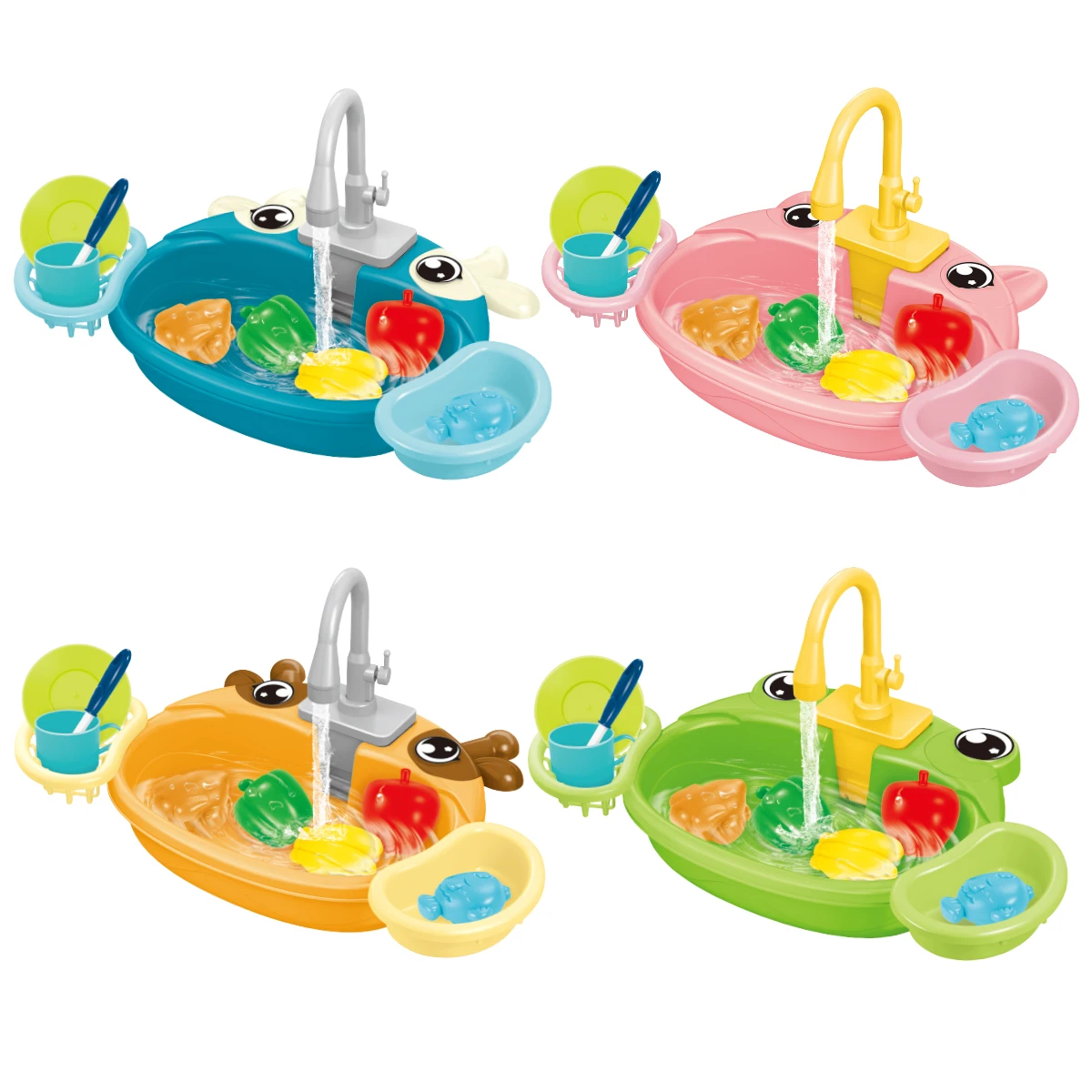 ของเล่นเครื่องล้างจาน อ่างล้างจานเล่นไฟฟ้าพร้อมน้ําไหล ระบบวงจรน้ําอัตโนมัติ อุปกรณ์ครัวจําลอง