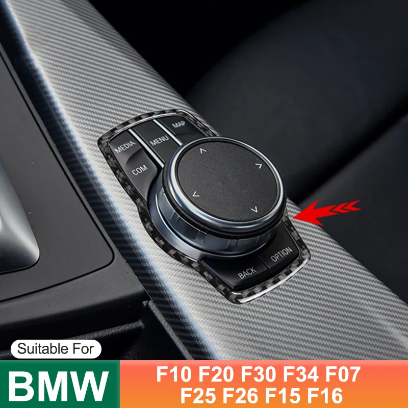 For BMW F10 F20 F30 F34 F07 F25 F26 F15 F16 Car Multimedia Panel Cover Decorative Sticker Carbon Style Modification Accessories