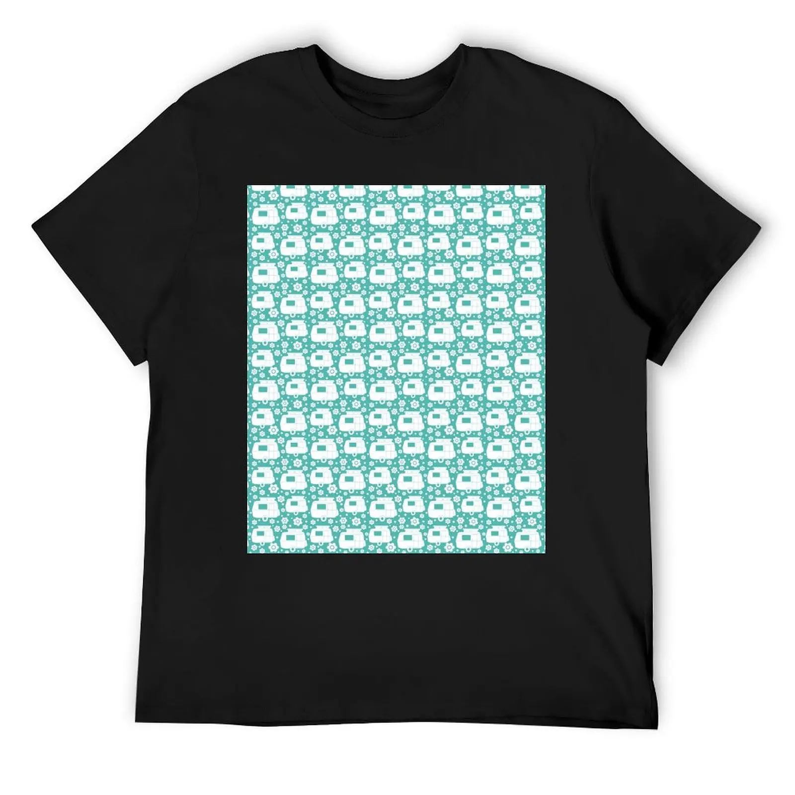 

Daisy Polka Dot Vintage Caravan Pattern in Turquoise and White T-Shirt blacks new edition blanks t shirt men