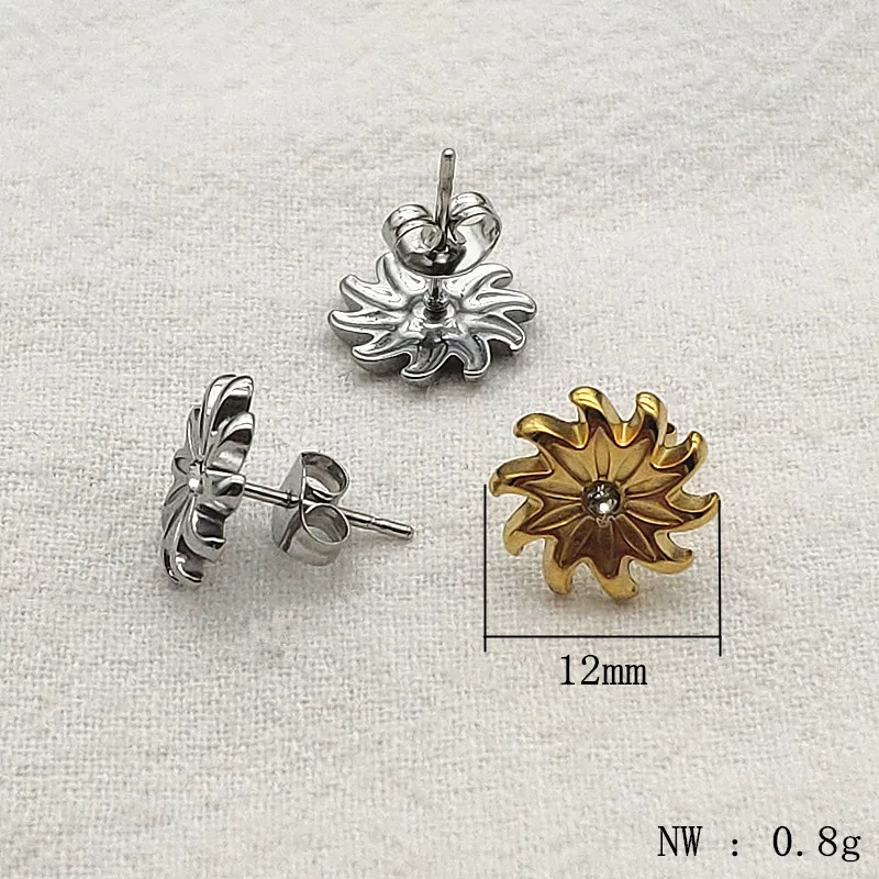 Wholesale 50pcs Stainless Steel Popular Earrings For Women Geometric Rhineston Flower Earring Stud Fashion Elegant Jewelry Gifts