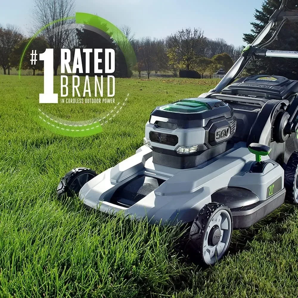 %a LM2101 21 بوصة 56 فولت ليثيوم أيون جزازة العشب اللاسلكية بطارية 5.0Ah وشاحن سريع، جزازة العشب