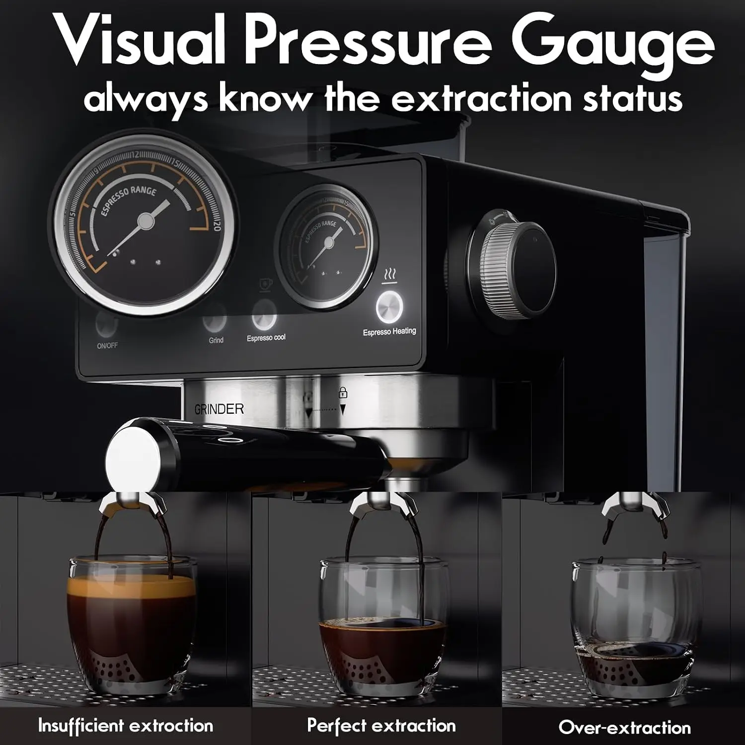 All-In-One 20 Bar Espresso Maker Integrated Coffee Grinder
