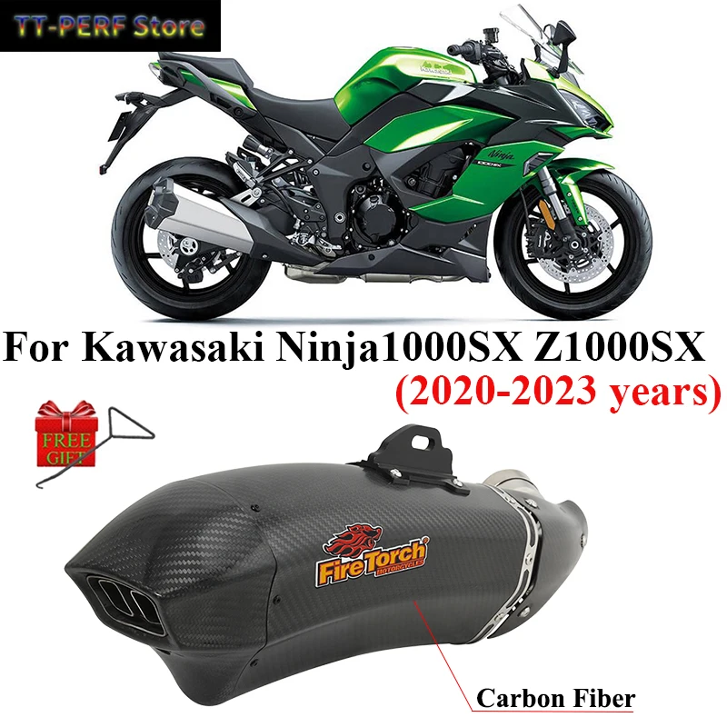 

Углеродное волокно для Kawasaki Ninja 1000SX Z1000SX 2020-2023, выхлопная система мотоцикла, модифицированная средняя труба, глушитель DB Killer