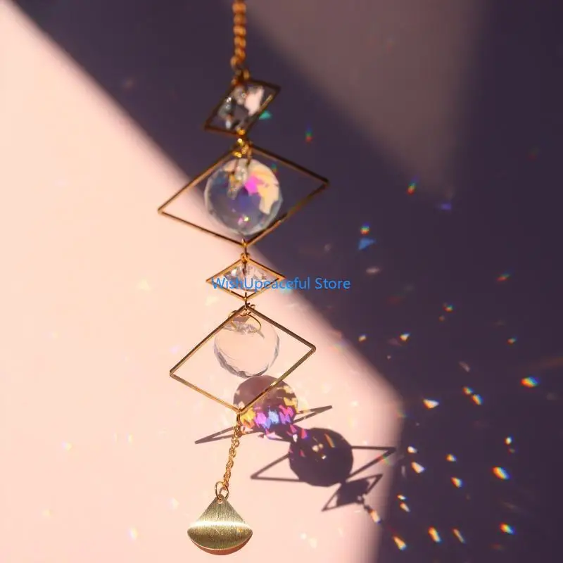 

34YA Crystal Wind Moon Star Hanging Pendant for Sun Catcher Ornament for Indoor Outdoor Garden Yard Decoration Gift