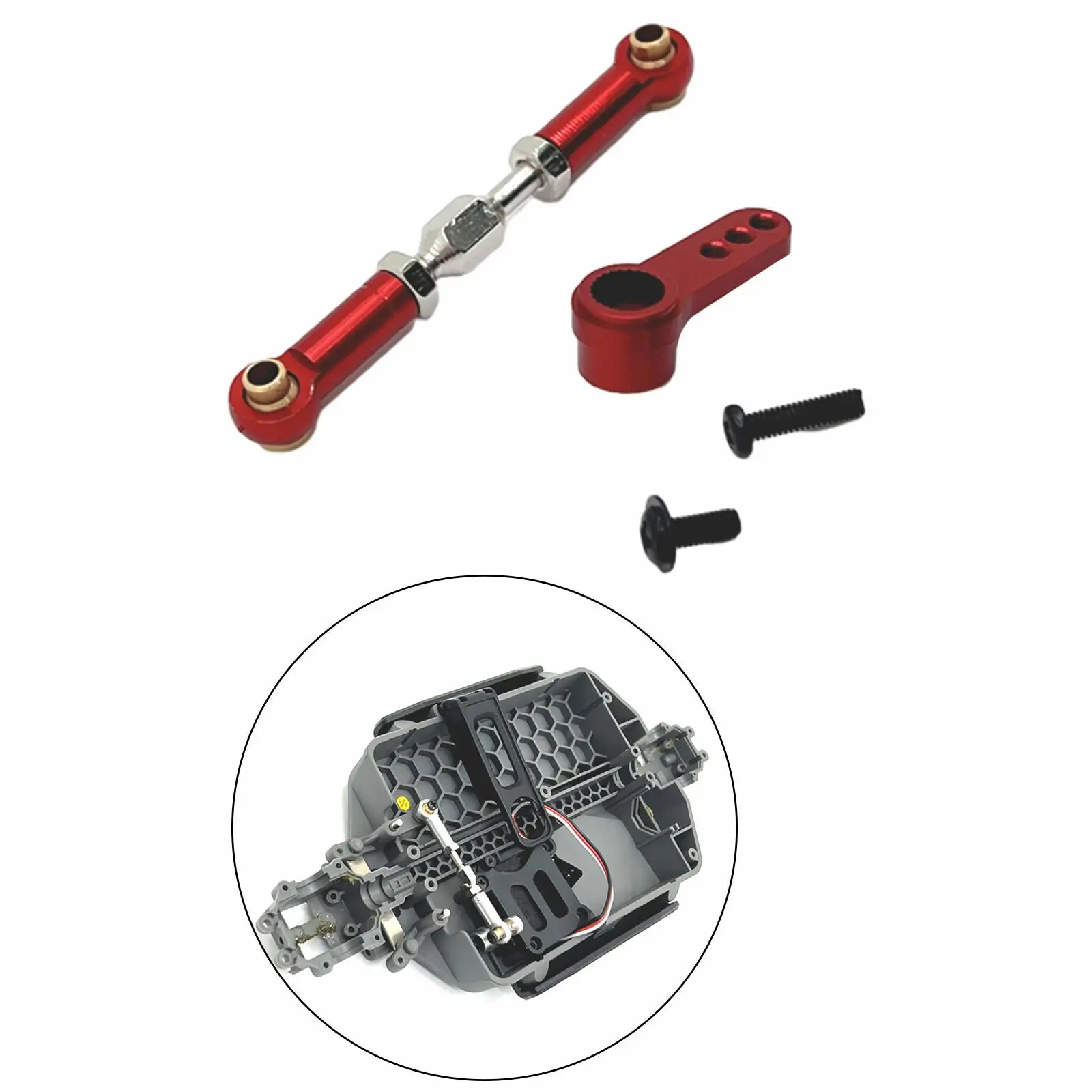 RC Steering Linkage Set Metal Steering Rod RC Car Push Rods for 16207 1/16 Scale