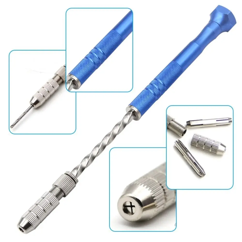 Taladro helicoidal manual semiautomático eficiente, herramienta de perforación en espiral de aleación de aluminio, brocas de tornillo de banco de Pin azul de plástico