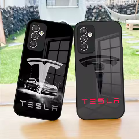 T-Teslaes Car Logo Phone Case For S23 Samsung S24 S25 Ultra S22 S20 Fe S21 Plus A54 A34 A24 A53 A16 A14 Glass Cover
