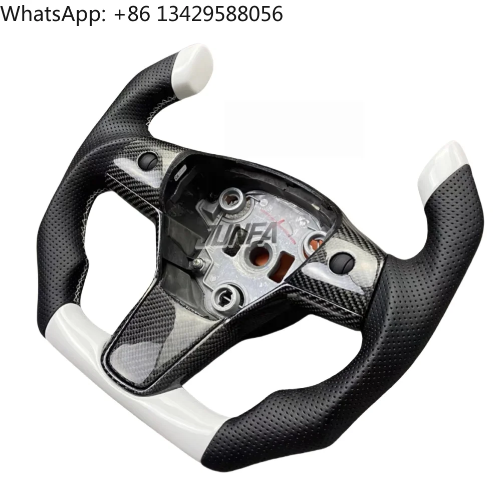 

F1 Competitive Racing Carbon Fiber Steering Wheel For Tesla Model 3 Model Y Model S Leather Modifying Original Steering Wheel