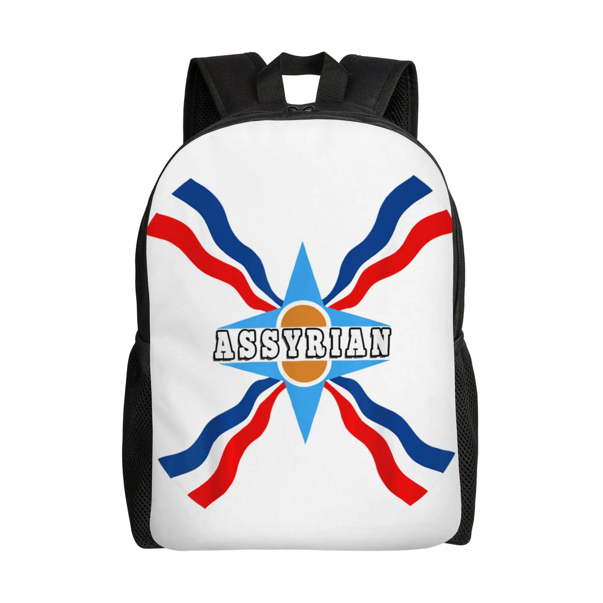 

Assyrian flag Assyrian name Backpack Men Print Backpacks Polyester Pretty School Bags Hiking Custom Rucksack