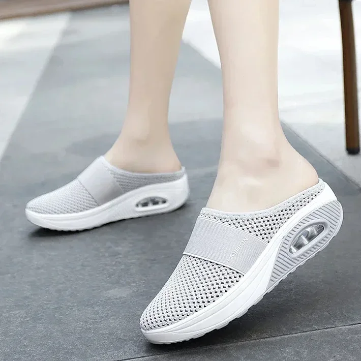 Women Air Cushion Slip-On Walking Shoes Orthopedic Diabetic Ladies Platform Mules Mesh Lightweight Slippers Female Wedges