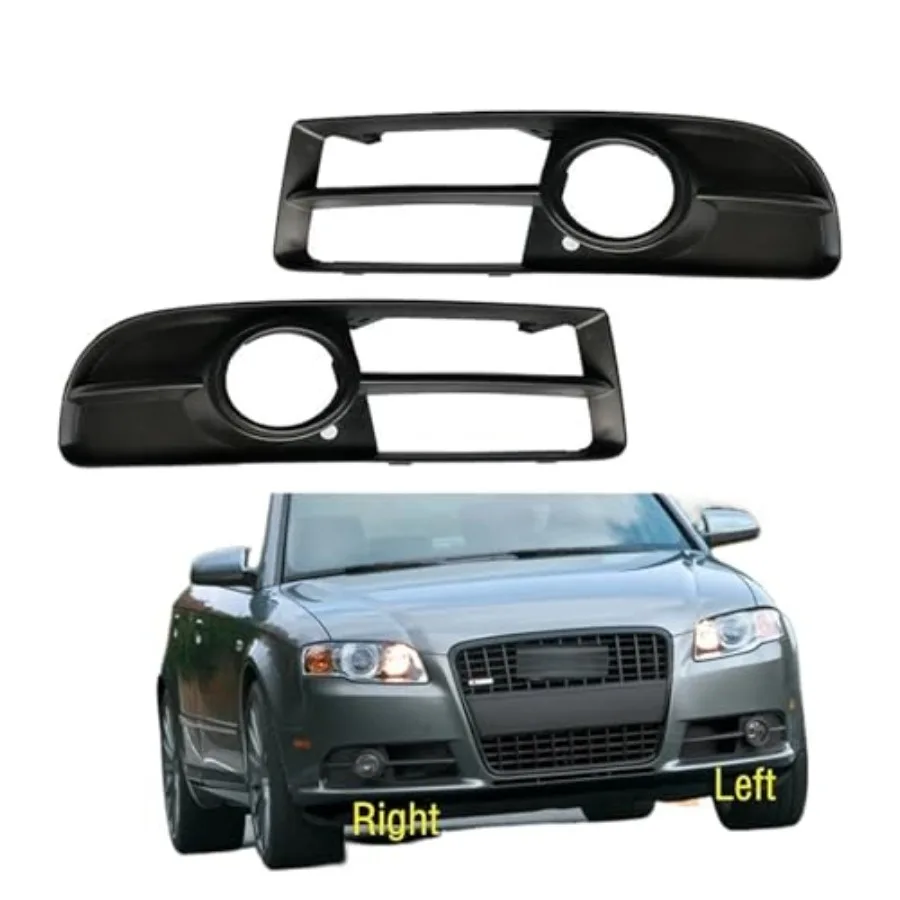 

Front Bumper Fog Light Lamp Trim Cover Frame Grille Foglamp Lid Bezel Hood Compatible With Audi A4 B7/S4 B7/A4 S-Line 2005 2006