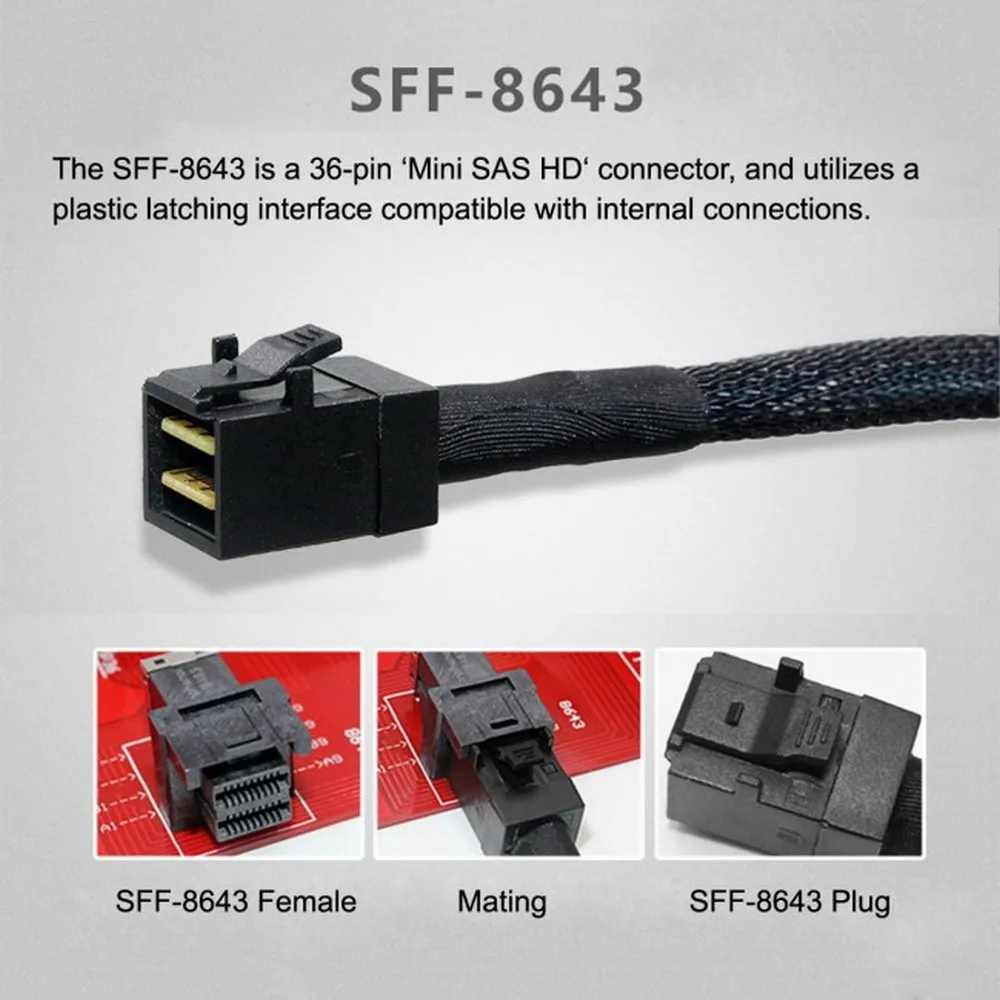 PCI-Express 4.0 Mini SAS HD SFF-8643 to Oculink SFF-8611 SFF-8612 PCBA Female Adapter With Bracket