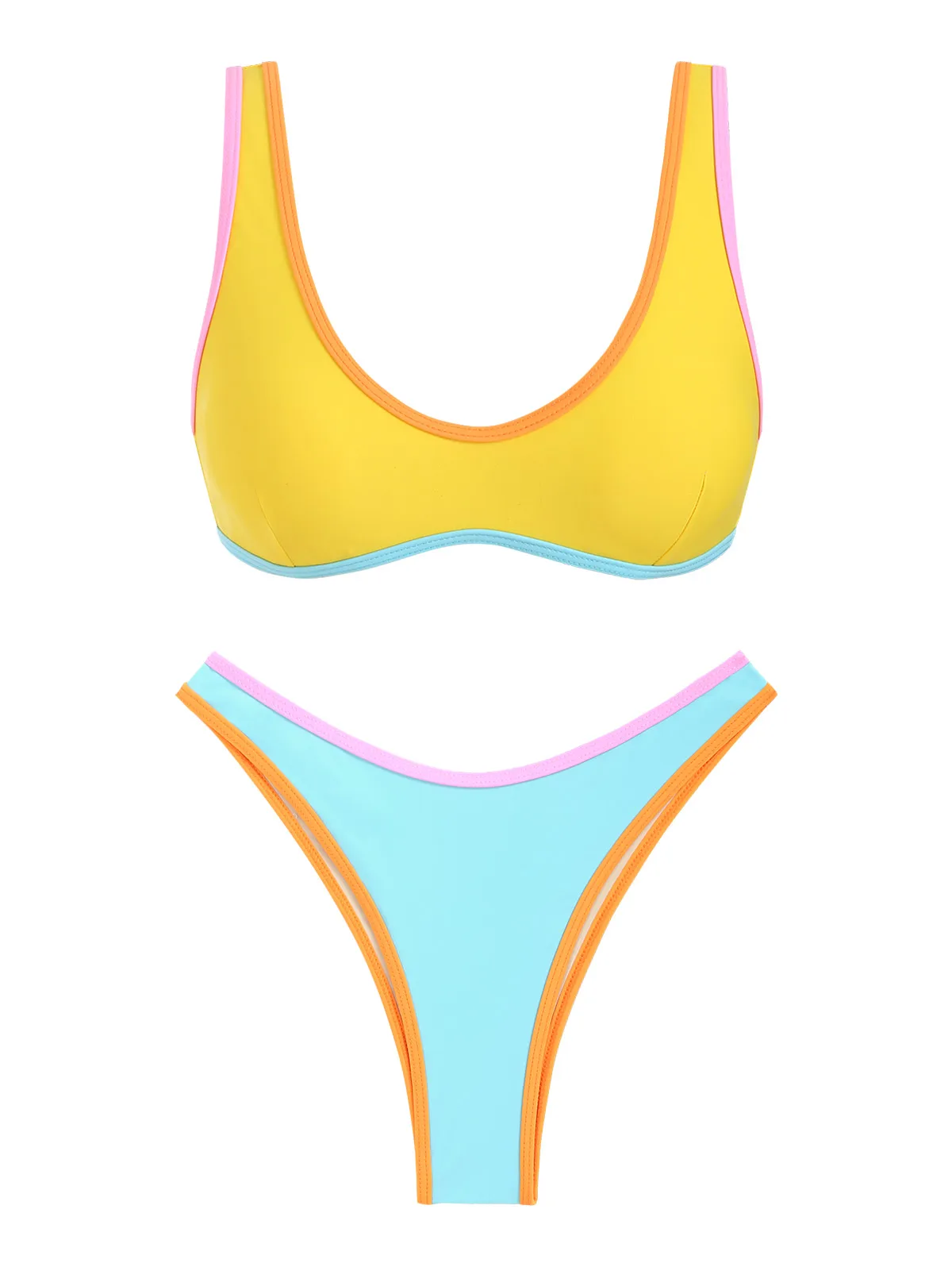 Damskie stroje kąpielowe Seamolly Colorblock Contrast Piping Tank Style Zestaw bezczelnych bikini