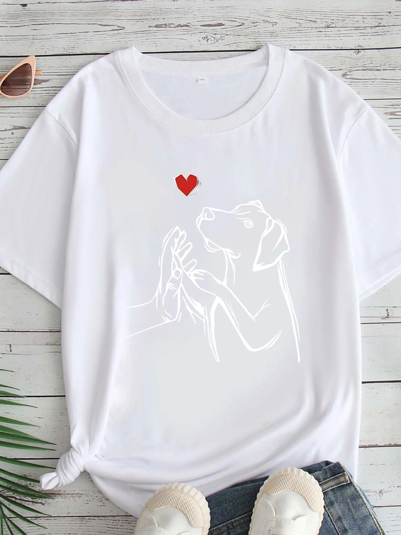 

Women's Large Size Printed round Neck Short Sleeve T-shirt 1-7XL Comfortable Casual Top in European Style