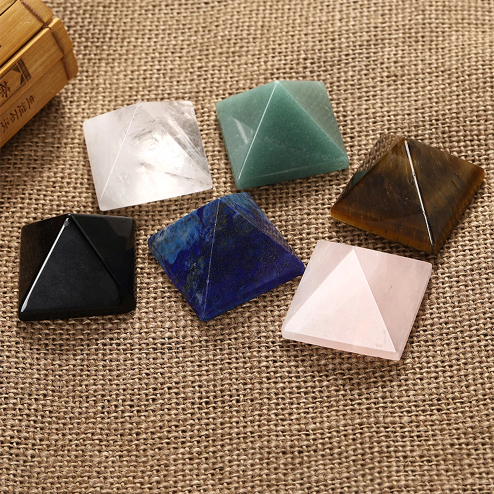 

Crystal Pyramid Decorative Pieces Natural Gemstone Chakra Healing Massage Tools Hand Carved Crystal Spheres Stress