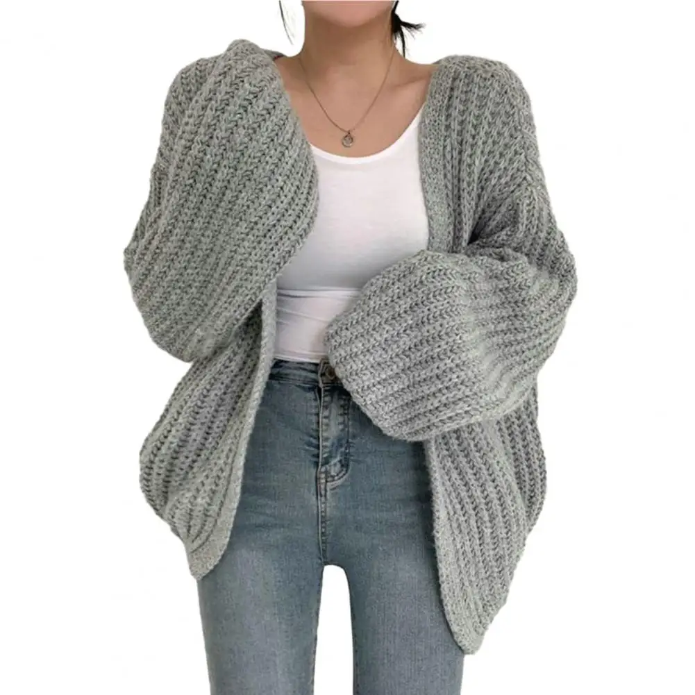 Soft Stretchy Sweater Jacket Cozy Knitted Sweater Coat Warm Batwing Cardigan for Women Loose Fit Long Sleeve Open Front