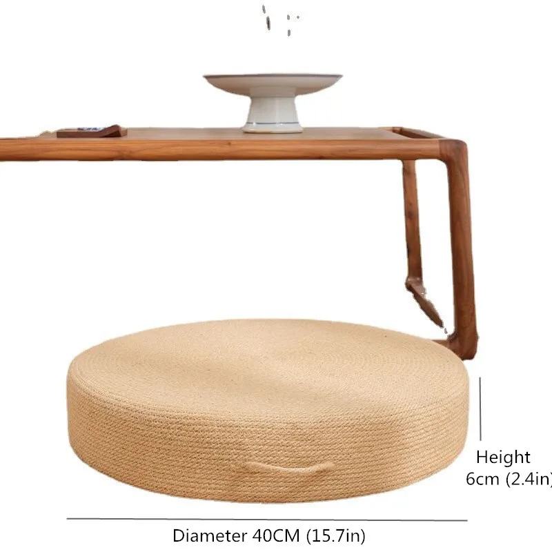 Coussin d'assise en ULde jute naturelle fait à la main, pouf rond, coussin de sol à thé hypothécaire ami, décoration d'intérieur, pastorale, 40cm * 40cm