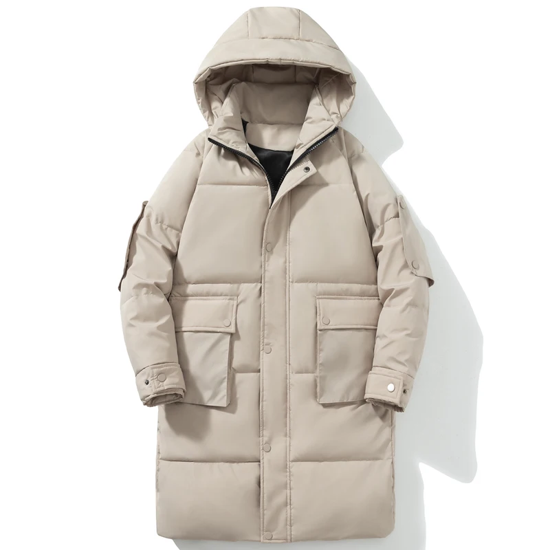 Parkas longs avec capuche pour hommes, pardessus, manteau chaud, grande taille, haute qualité, optique, nouvelle mode, hiver, 2023