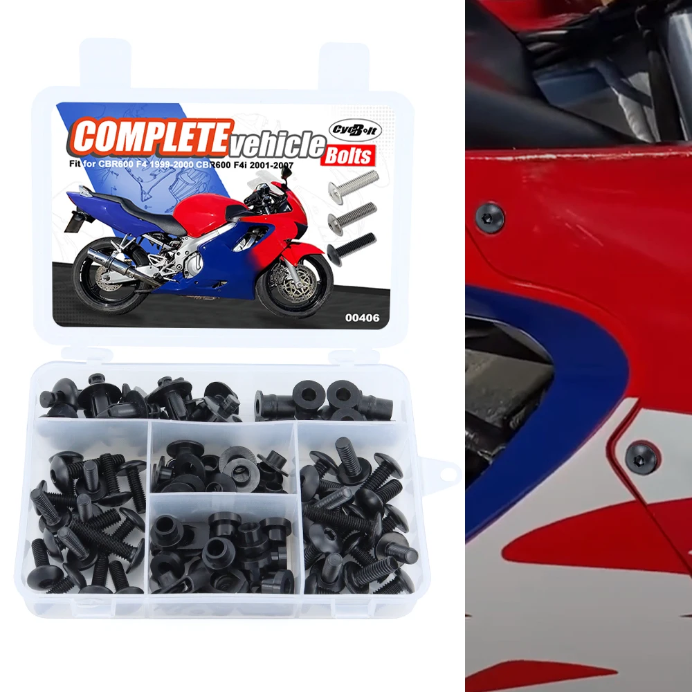 

For Honda CBR600RR F4 1999-2000 CBR600RR F4i 2001-2007 Motorcycle Complete Full Fairing Bolts Kit Fairing CIips Shoulder Washers