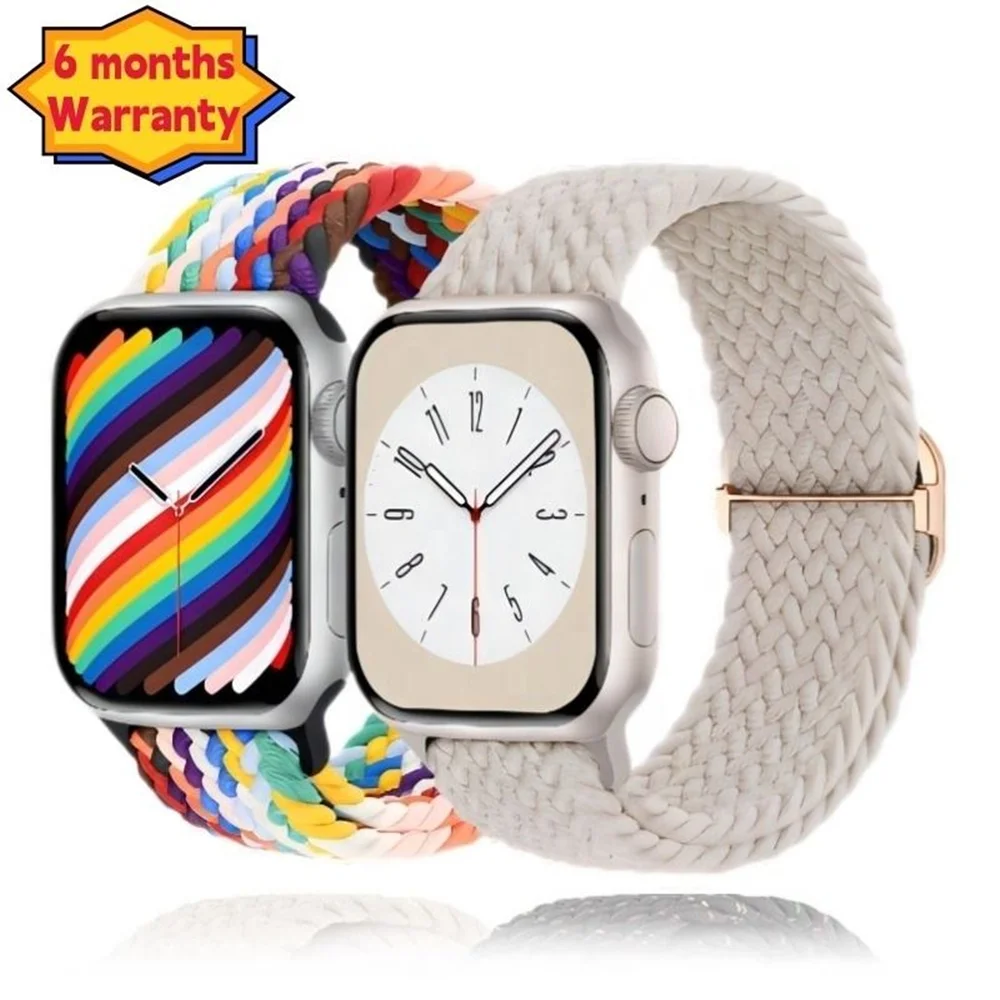 Correa de nailon trenzado para Apple Watch, pulsera de ajuste para iWatch 6, 5, 43, SE, 44mm, 40mm, 42mm, 9, 8, 7, 45mm, 41mm, Ultra 49mm