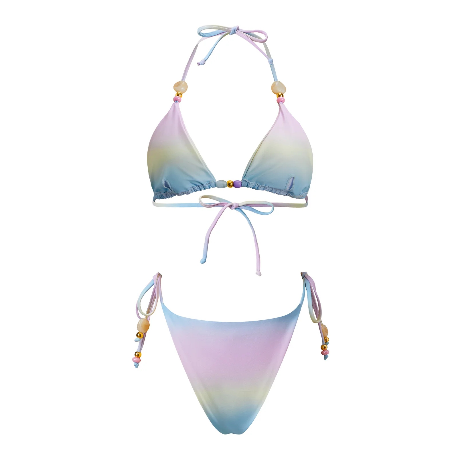 

Women s 2 Piece Swimsuits Summer Contrast Color Triangle Bikini Set High Cut Two Piece Bathing Suits
