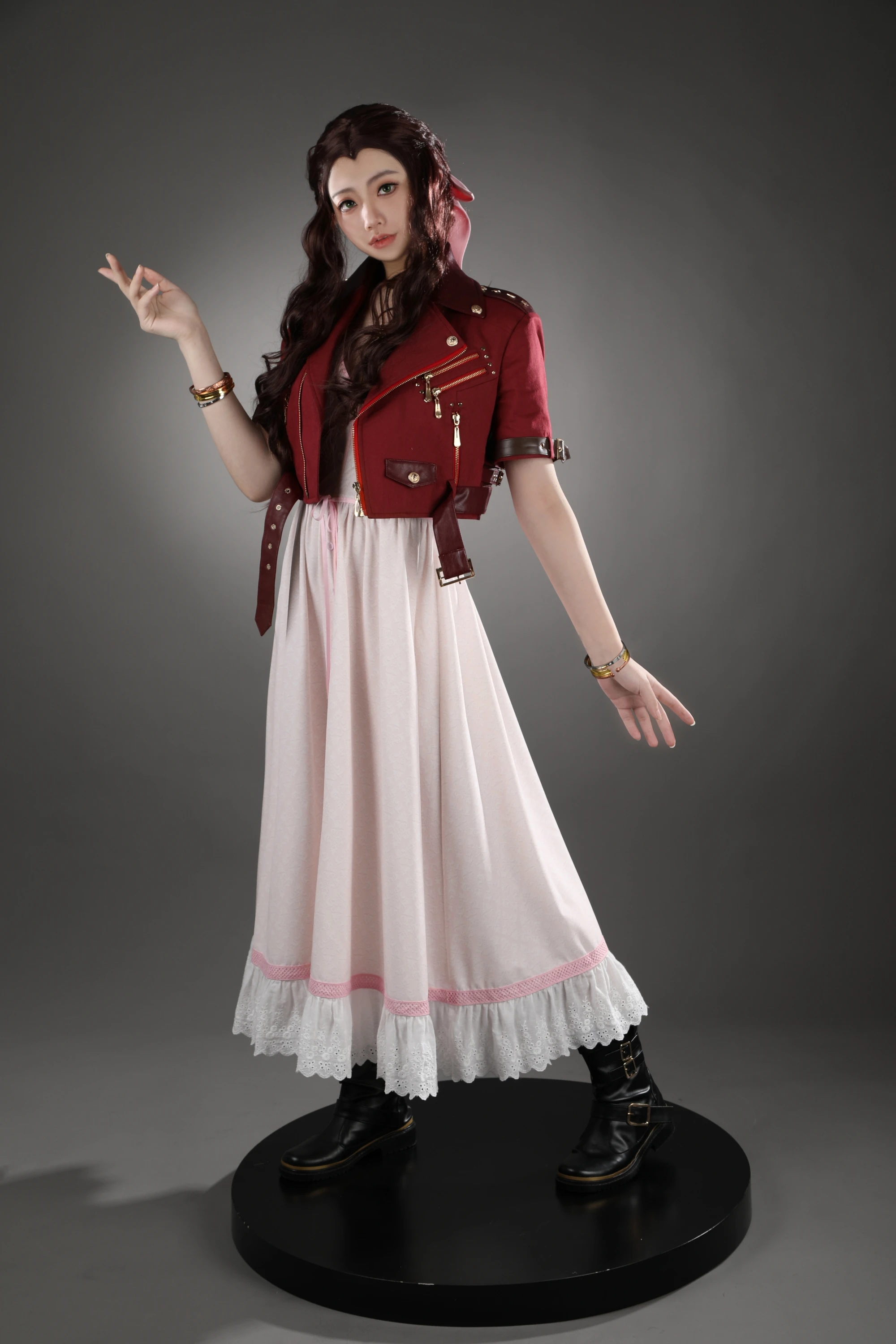 

Game FF7 Adult Aerith Gainsborough Cosplay Costume Final Fantasy VII Remake Jacket Dress Suit Halloween Party Role Play Clothing