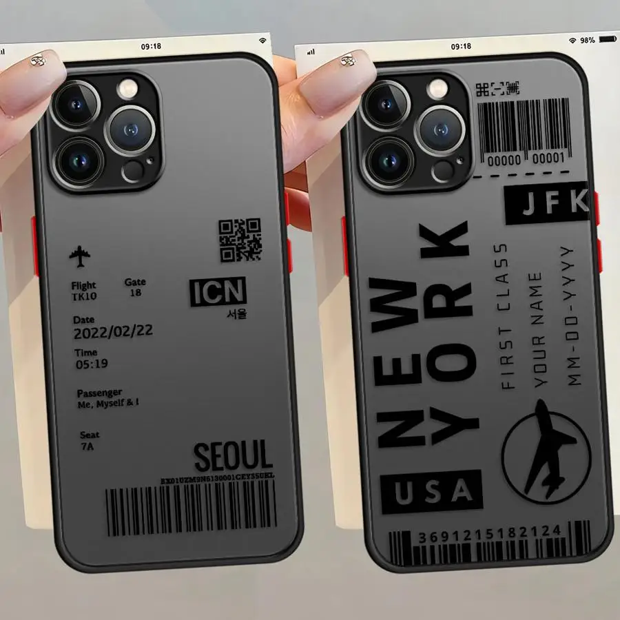 Funda para iPhone 16e 13 Mini 7 8 12 XS 15 Plus X 14 11 16 Pro Max cubierta trasera para teléfono entradas de autobuses de avión