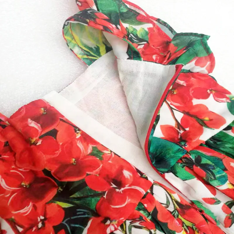 Brand Spring and Summer New Geranium Cotton Poplin Printed Fabric Parent-child Dress Cloth Clothes Cloth Handmade Boutique