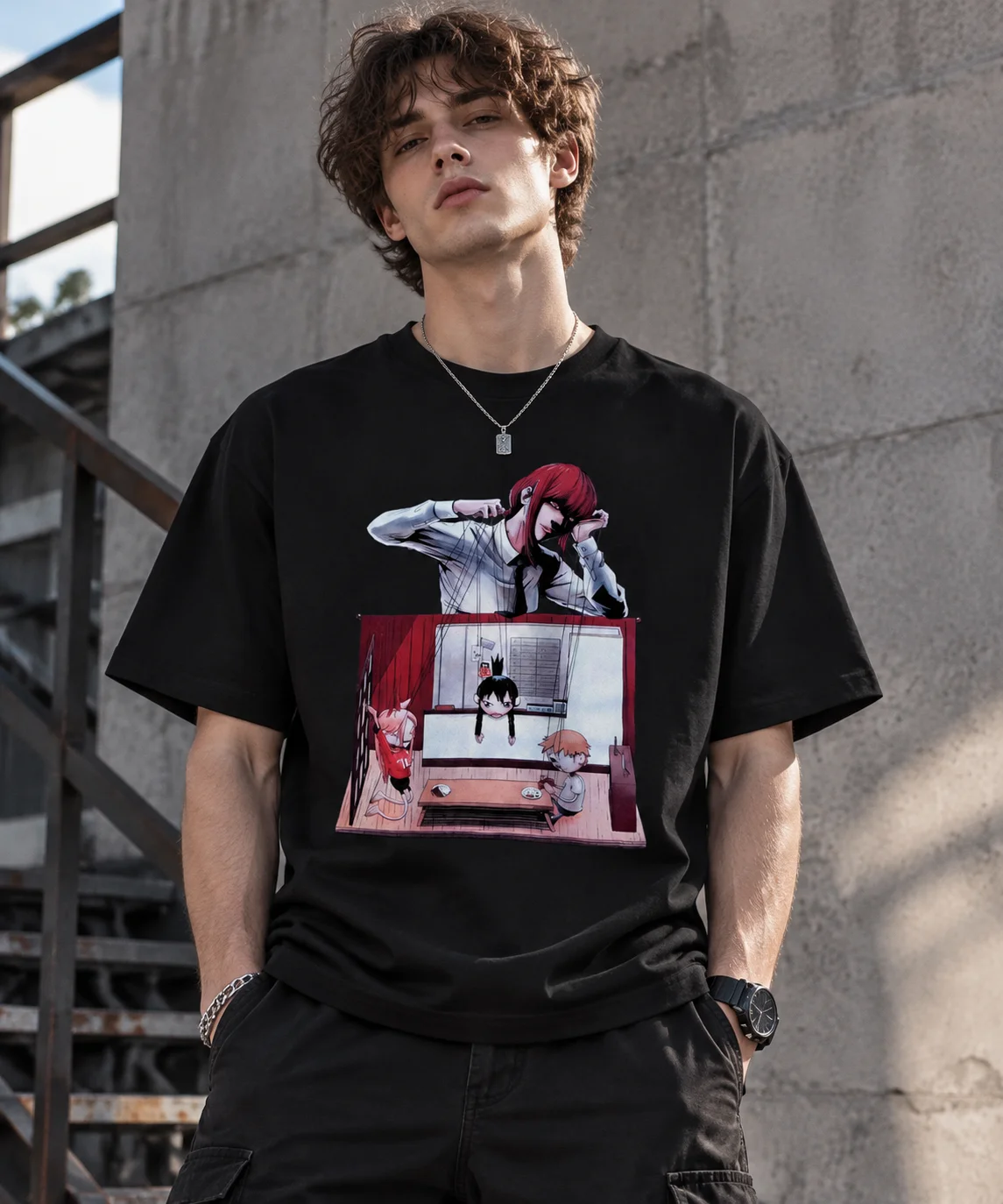Anime Puppet Scene Graphic T-shirt Unisex Oversized Cartoon Print Tee Casual Streetwear Men Women Summer Short Sleeve Top