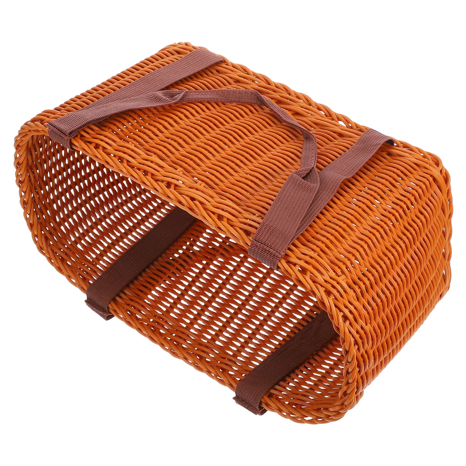 

Handwoven Basket Natural Handmade Storage Holder Portable Fruit Container Creative Kitchen Picnic Basket Handle Bag