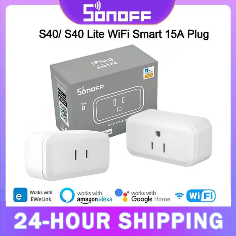 

SONOFF S40/ S40 Lite WiFi Smart 15A Разъем MINI Wi-Fi Розетка для монитора питания Сопряжение Bluetooth работает с Alexa Google Home