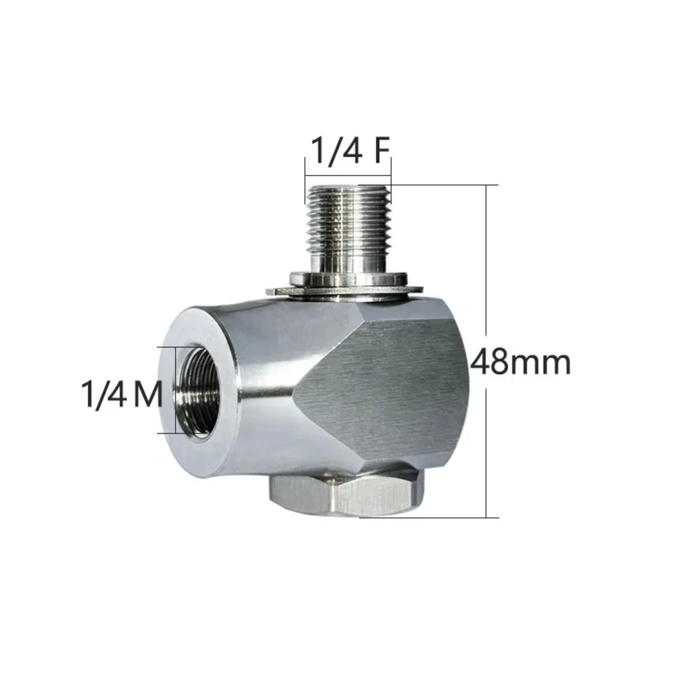 304 Stainless Steel Swivel Connector for High Pressure Washer Car Wash Applications with Dual 1/4 and 3/8 Fitting Support