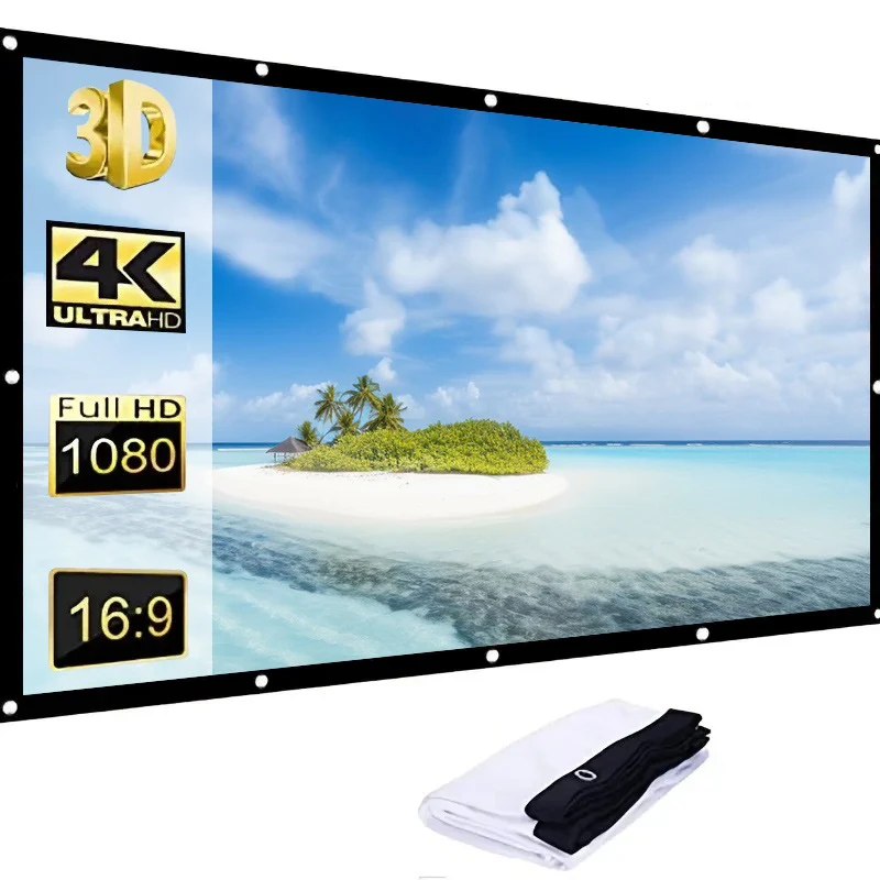 شاشة عرض سهلة الطي 60-150 بوصة خيمة سهلة 16:9 شاشة عرض خارجية عالية الدقة 2K 4K