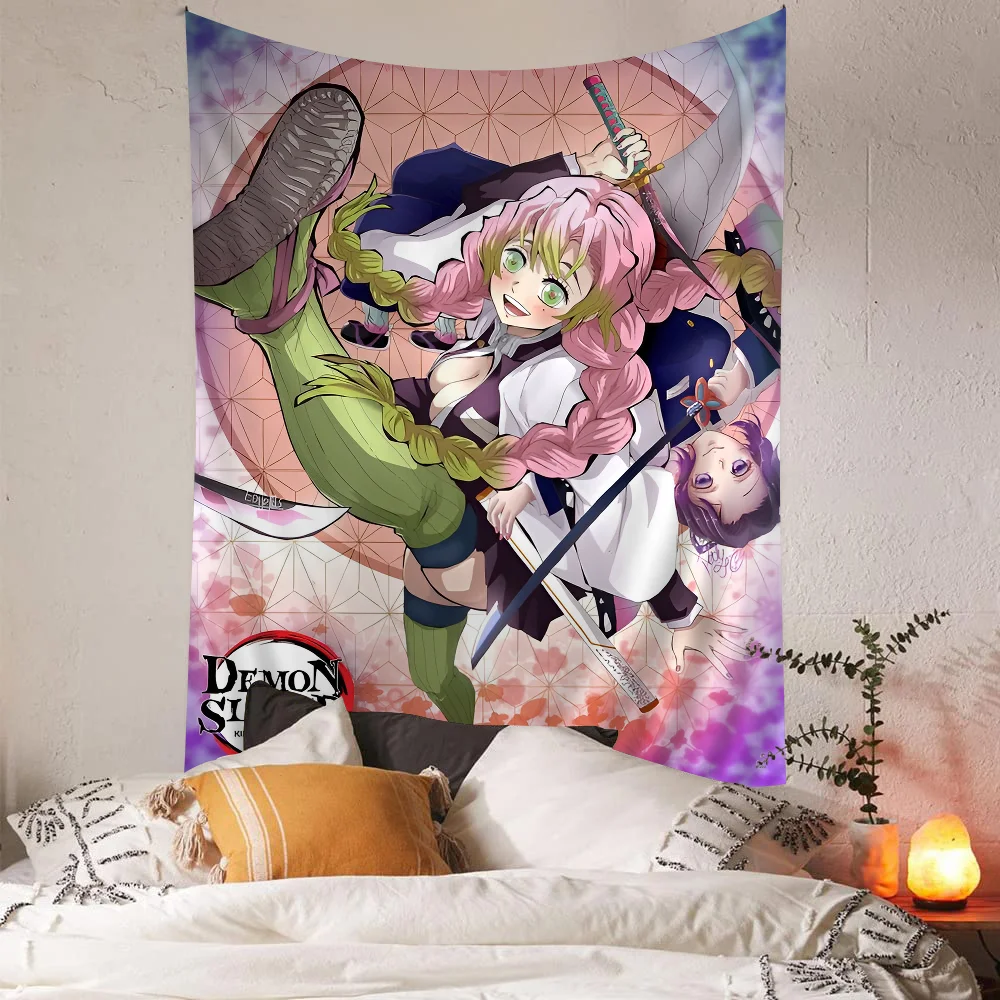 Anime Demon Slayer Anime Tapestry Indian Buddha Wall Decoration Witchcraft Bohemian Hippie Wall Hanging Sheets
