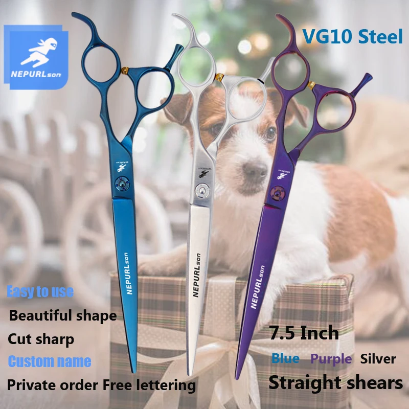 Professional Pet Beauty Scissors Slotted Large Screw Imported Vg10 Material 7.5 Comprehensive Direct Shear Master Scissors