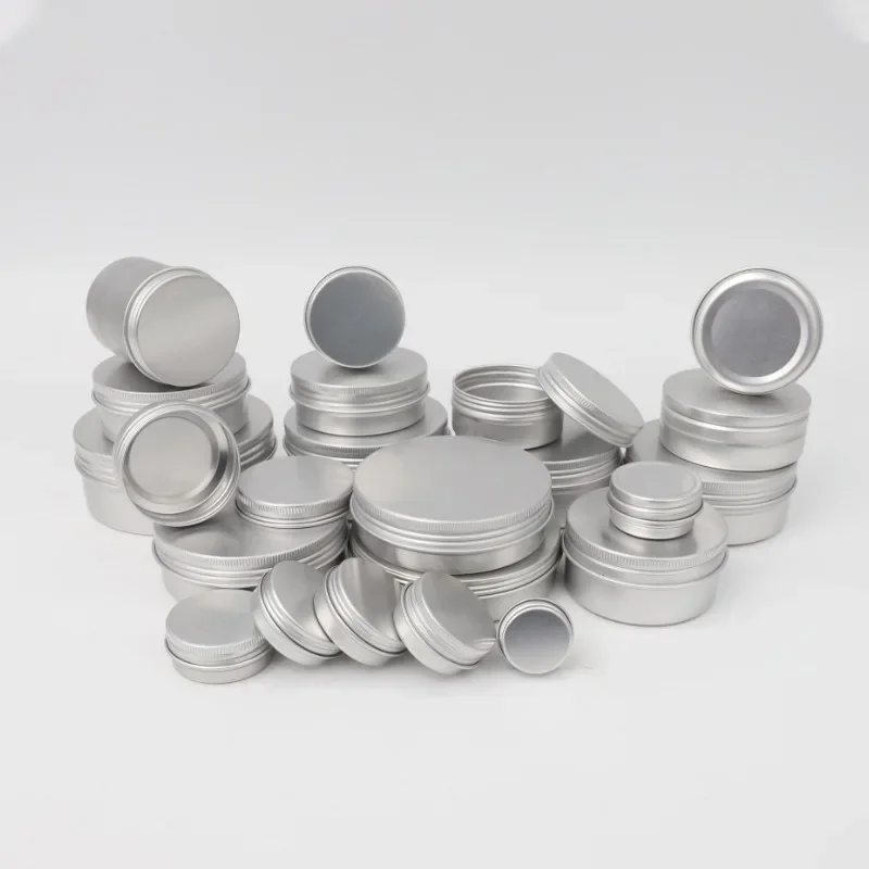 5g 10g 15g 20g 30g 40g Empty Silver Aluminum Can Screw Cap Container Screw Top Round Spice Candle Can Candles Jar Bottle