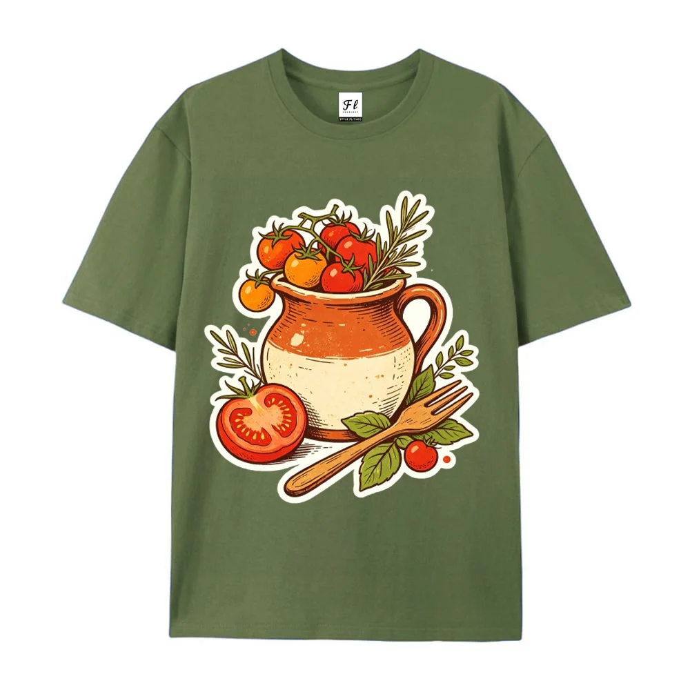 Women's Tomato Jar Graphic T Shirt Fresh Vegetable Kitchen Food Lover Retro Casual Short Sleeve Pink Summer Tee Gift