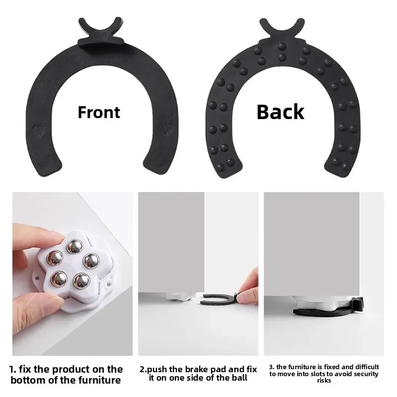 4Pcs Self Adhesive Caster Wheels Super Load-bearing 5 Beads Universal 360° Rotating Wheels For Home Appliances Storage Boxes image 6