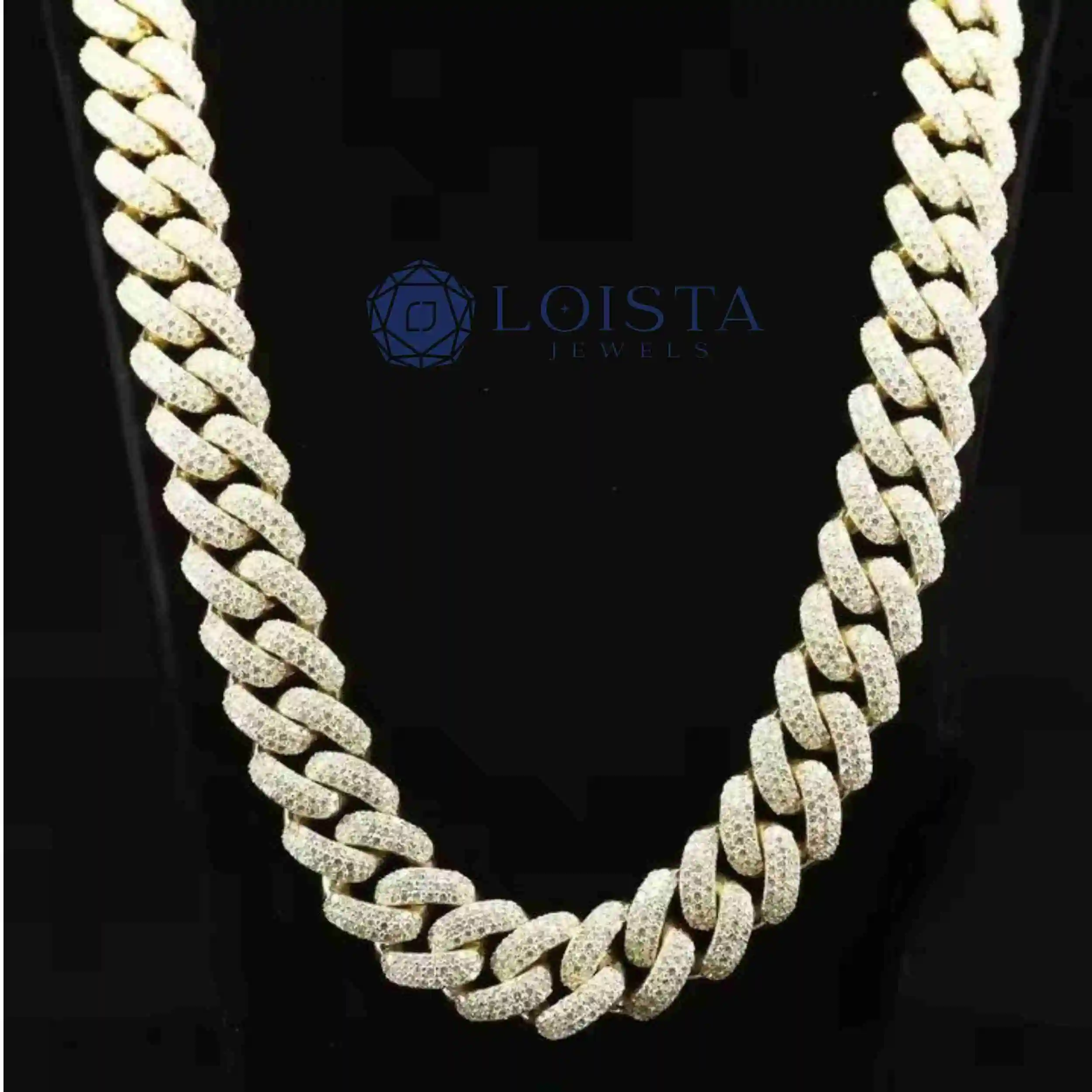 Hip Hop Customized Cuban Link Moissanite Diamond Chain 925 Sterling Silver Diamond Chain From India For LOISTA JEWELS，