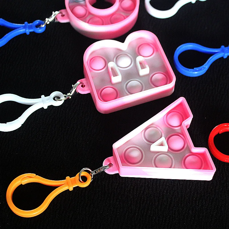 Silicone Push Bubble Keychain para crianças, Push Fidget Brinquedos, Ornamentos simples de saco de covinha, Popite Anti Stress, Presentes de aniversário