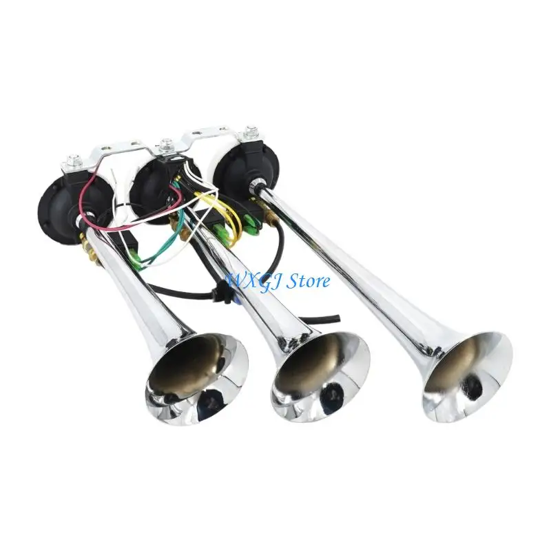 

37JE Heavy Duty Truck Car Horn Stainless Steel Triple Tube Design Double Sound Output 12V 24V Easy Installation