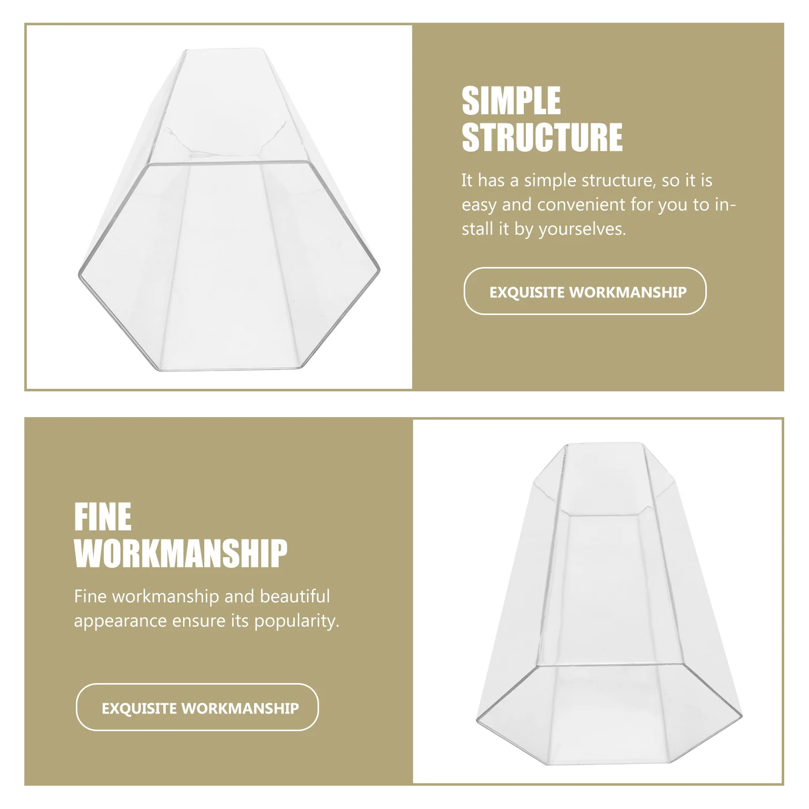 

2Pcs Acrylic Wall Lamp Covers Durable Hexagonal Lampshades Waterproof Outdoor Garden Lamp Light Shade Protector