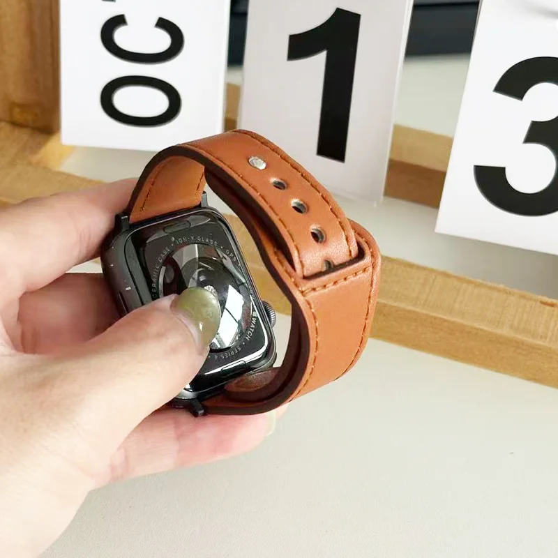 Leather band For Apple watch straps 44mm 41mm  42mm 46mm 40-44mm 45mm sport bracelet iWatch series 11 10 9 8 7 4 5 6 se Ultra 3