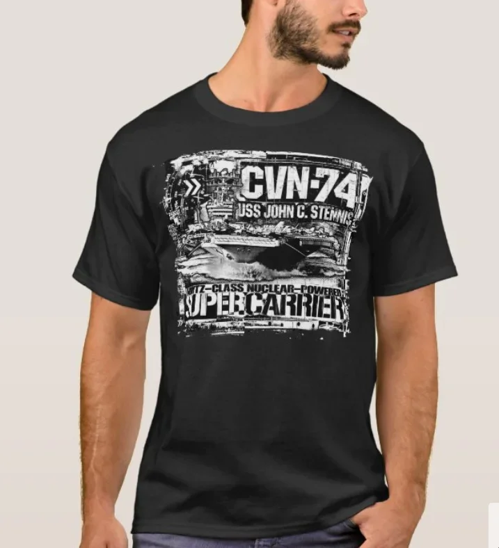 USS John C. Stennis CVN-74 Nimitz-class Aircraft Carrier T-Shirt 100% Cotton O-Neck Short Sleeve Casual Mens T-shirt Size S-3XL