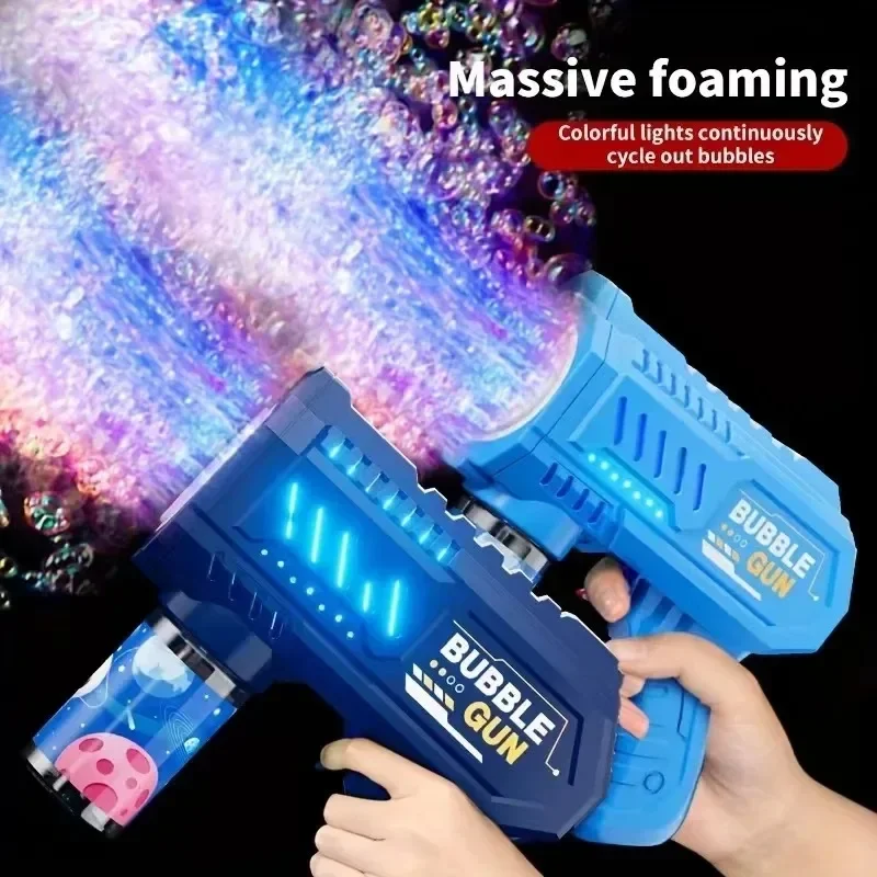 Fully Automatic Bubble Gun Rocket Bubbles Machine Automatic Blower'' with Bubble Liquid Toys for Kids Beach Outdoor Bubble Gifts