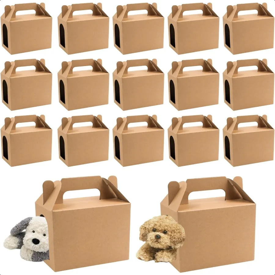 

24 PCS Adopt a Puppy Favors Boxes with Windows Foldable Kraft Paper Candy Gift Boxes Decorations for Gift Giving Dog Birthday P