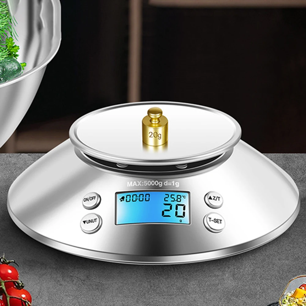 LCD Digital Kitchen Scale with Removable Bowl High Accuracy Stainless Steel Scale 5000g/1g 3000g/0.1g